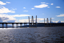 Dramatic Picture Of The Governator Cuomo Bridge On The Hudson River