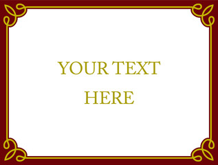 Wall Mural - red and gold border frame board. vector simple rectangular billboard, plaque, signboard or label