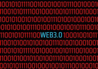 binary codes on screen and web3.0 word, new decentralized internet, smart contract and digital owner