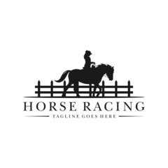 Wall Mural - horse racing sports field illustration logo