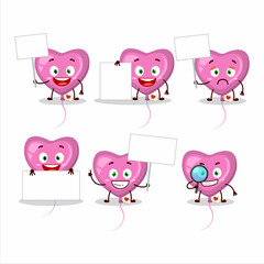 Wall Mural - Pink love balloon cartoon character bring information board