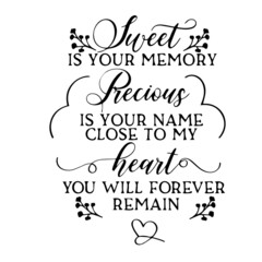 Wall Mural - sweet is your memory inspirational quotes, motivational positive quotes, silhouette arts lettering design