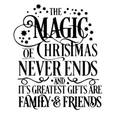 Wall Mural - the magic of christmas never ends inspirational quotes, motivational positive quotes, silhouette arts lettering design