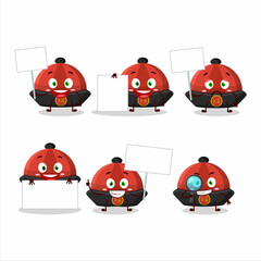 Poster - Red chinese traditional hat cartoon character bring information board