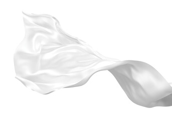 Wall Mural - White fabric flying in the wind isolated on white background 3D render