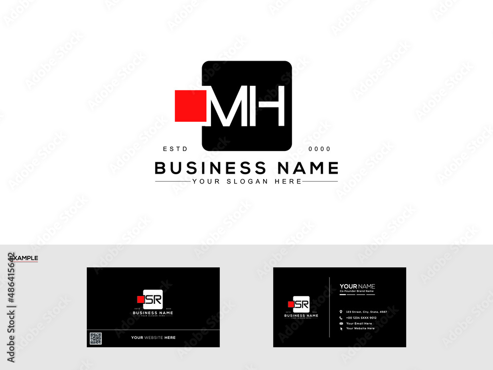 Creative Square MH Logo, Alphabet Letter Mh Logo icon with business ...