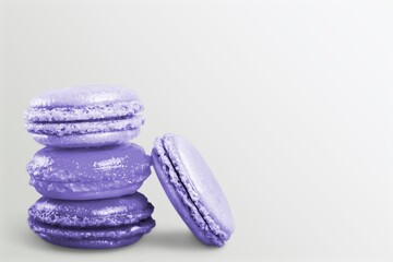 Wall Mural - Sweet violet macaroons with blueberry berries flying In trendy color of 2022 Very Peri.