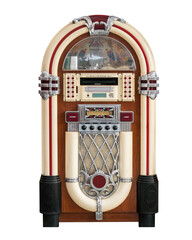 Retro juke box radio isolated on white background