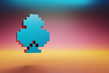 Aufkleber - Pixel icon Clubs. Beautiful Blue Clubs icons symbol on multicolor bright background. 3d rendering illustration. Background pattern for design.