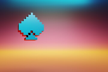 Aufkleber - Pixel icon Spades. Beautiful Blue Spades icons symbol on multicolor bright background. 3d rendering illustration. Background pattern for design.