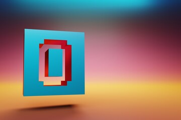 Poster - Pixel number  0. Beautiful Blue Zero icons symbol on multicolor bright background. 3d rendering illustration. Background pattern for design.