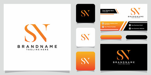 Wall Mural - Initial Letter NS logo design template, creative initial SN symbol with business card design