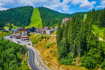 Poster - The mountain road, Bukovel, Carpathians, Ukraine