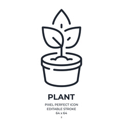 Canvas Print - flowerpot editable stroke outline icon isolated on white background flat vector illustration. pixel 