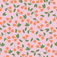 seamless vintage pattern abstract . light pink background. ripe cherry. vector texture. trend print for textiles and wallpaper.