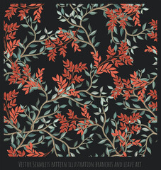 Poster - Seamless pattern illustration branches and leave.