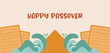© jennylipmic - Passover greeting banner with the Egyptian pyramids and splitting sea and matza bread. Holiday Jewish exodus from Egypt. Pesach template for your design. Vector illustration