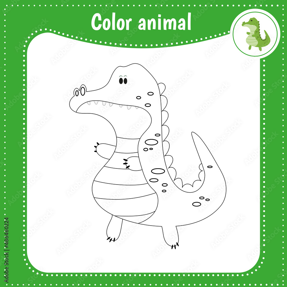 Cute cartoon animal - coloring page for kids. Educational Game for Kids ...