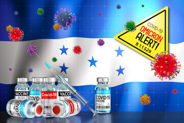 Covid-19 Omicron B.1.1.529 variant alert, vaccination programme in Honduras - 3D illustration