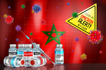 Covid-19 Omicron B.1.1.529 variant alert, vaccination programme in Morocco - 3D illustration