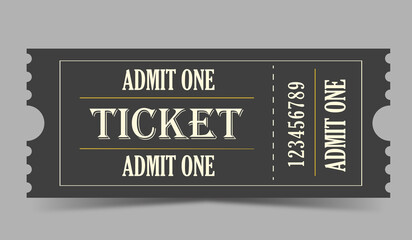 Vector vintage ticket. Cinema, theater, concert, play, party, event, festival ticket realistic templat. Ticket icon for website.