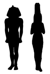 Wall Mural - Silhouette mit zwei Statuen aus dem alten Ägypten