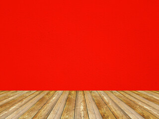 Wall Mural - Empty interior painted on solid red color.