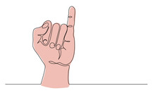 Little Finger Up Vector Sign. Hand Gesture With Pinky Meaning I Swear Or Promise. One Continuous Line Art Drawing Vector Illustration Of Pinky Up