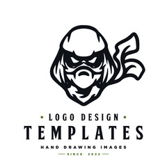 Poster - ninja head character vector. ninja template logo