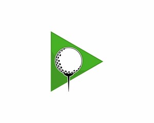 Wall Mural - Golf ball in the play button logo