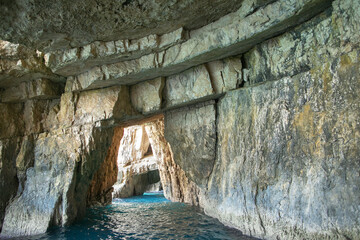 Zakynthos, Greece. Blue caves of the island of Zakynthos.