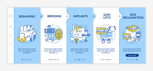 Wall Mural - cosmetic enhancement procedures blue onboarding template. install implants. responsive mobile websit