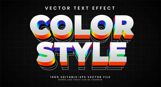 Color style editable vector text effect with colorful concept.