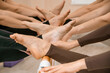 © svetograph - Legs of ballerinas on the barre in the training room
