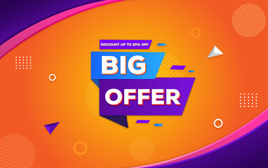 Wall Mural - big offer banner design with editable text effect