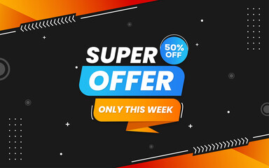 Wall Mural - super offer banner design with editable text effect