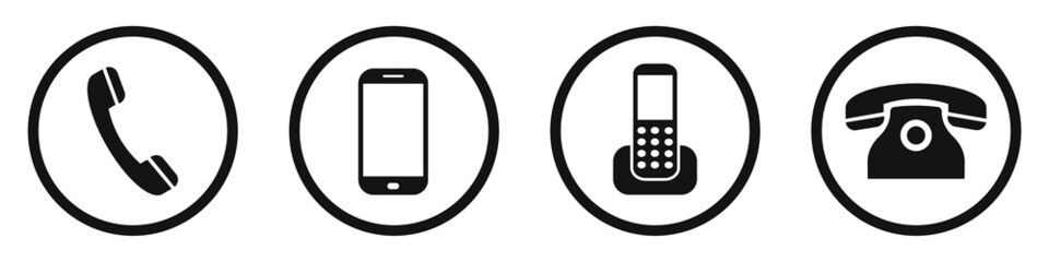 set of phone icons. call symbol, different telephones. vector illustration.