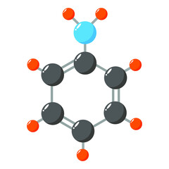 Vector illustration of Aniline or aminobenzene or phenylamine or C6H7N molecules, for logos, symbols, signs, buttons. Chemistry, science. structure