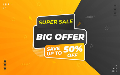 Wall Mural - big offer sale banner with editable text effect