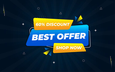 Wall Mural - best offer sale banner template with editable text effect