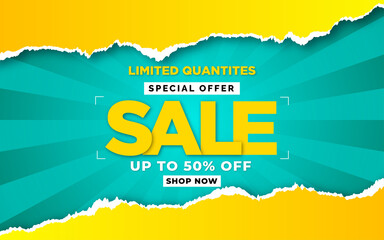 Wall Mural - special offer sale poster, sale banner design template with 3d editable text effect