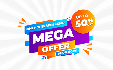 Wall Mural - mega offer banner with editable text effect