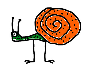 Canvas Print - Funny Cartoon Sketchy Snail Drawing