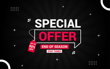 Wall Mural - special offer banner template with editable text effect.