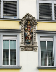 Wall Mural - Madonna and Child on  facade of  building