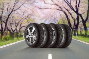 Wall Mural - summer tires - time for summer tires