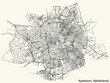 Detailed navigation black lines urban street roads map of the Dutch regional capital city of APELDOORN, NETHERLANDS on vintage beige background