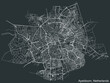 Detailed negative navigation white lines urban street roads map of the Dutch regional capital city of APELDOORN, NETHERLANDS on dark gray background