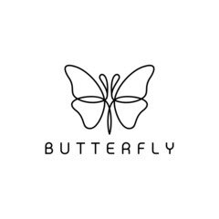 Wall Mural - Butterfly logo line outline monoline icon vector