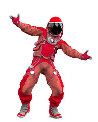 american astronaut is doing a gangster pose front view